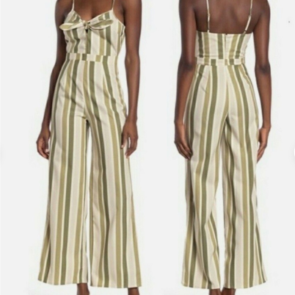 Romeo & Juliet jumpsuit wide leg tan cream olive green S